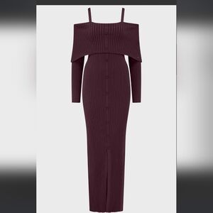 Killstar Off-Shoulder Ribbed Knit Dress in Deep Purple